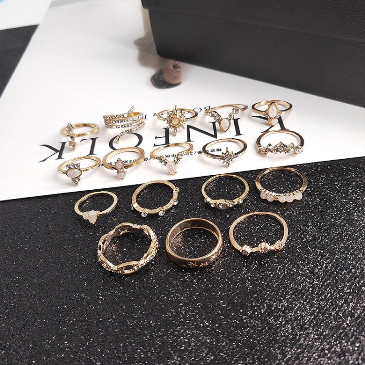 Set 17 anelli in lega stile Boemia con diamanti