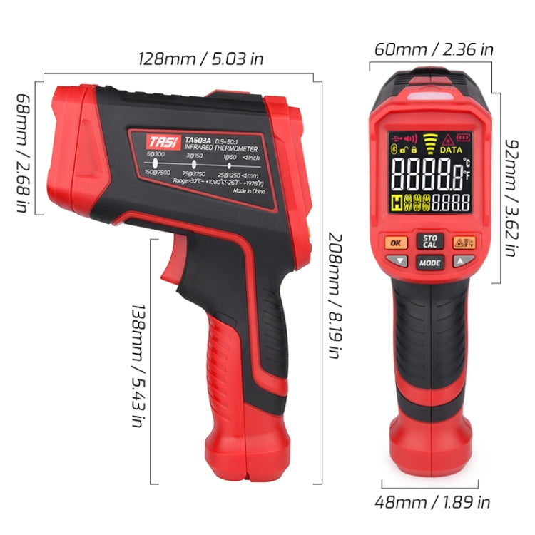 Termometro a infrarossi industriale TASI TA603A-E, fino a 2200 °C - immagine 6