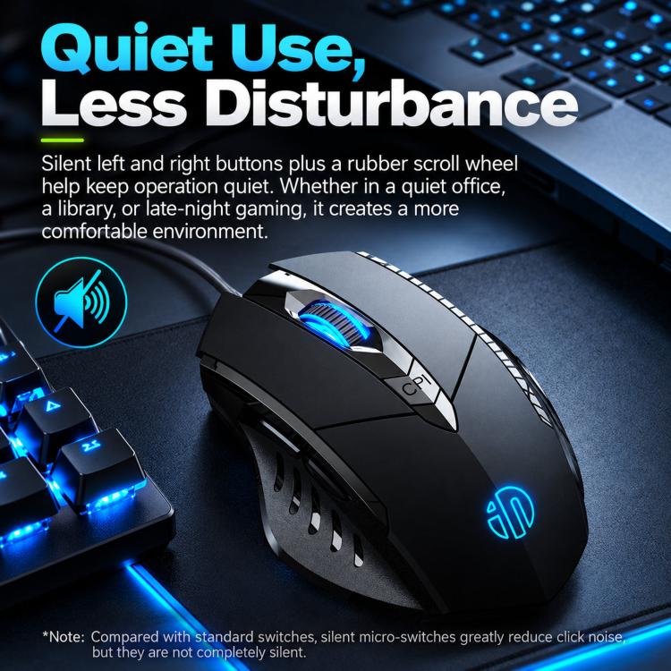 Inphic W1 Backlit 6-Button Silent Wired Mouse Gaming Mouse
