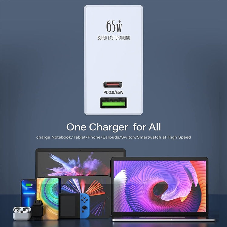 Caricabatterie universale 65W USB-C e USB-A per tablet e smartpho