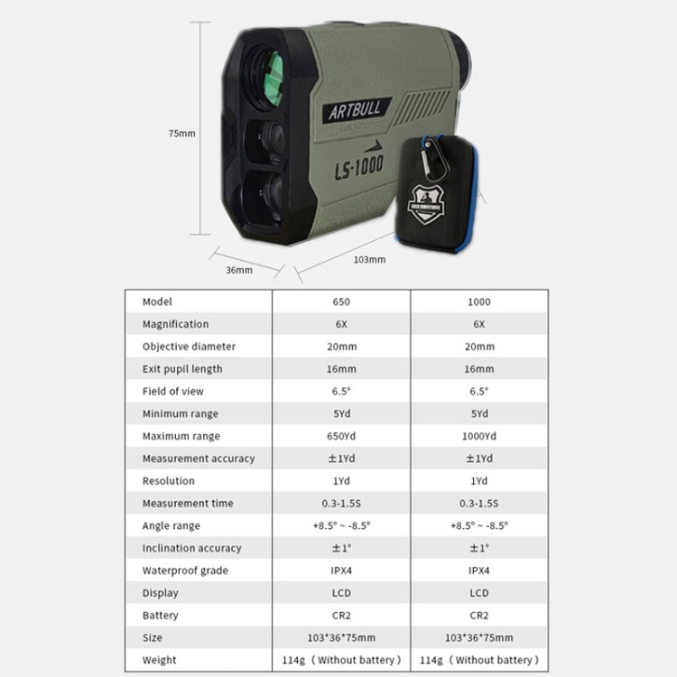 Telemetro da golf ARBULL LS-1000 con altimetro e goniometro