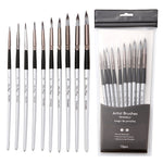 Set 10 pennelli pittura acquerello nylon manico legno