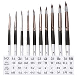 Set 10 pennelli pittura acquerello nylon manico legno