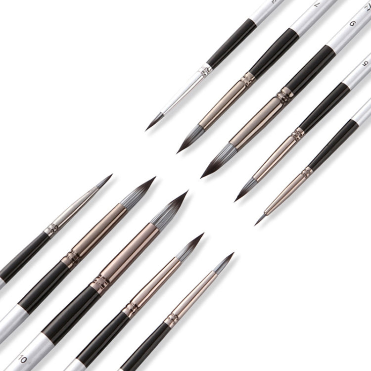 Set 10 pennelli pittura acquerello nylon manico legno