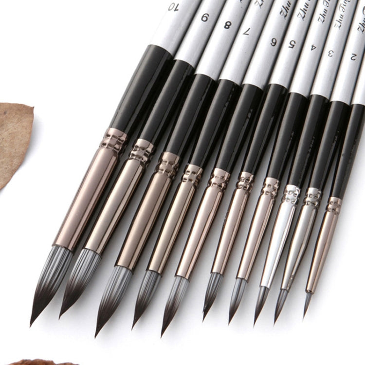 Set 10 pennelli pittura acquerello nylon manico legno