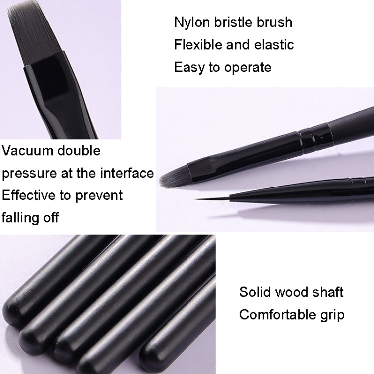 Set 10 pennelli per nail art in nylon con manico in legno - immagine 3