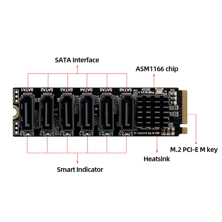Scheda espansione PCIe 3.0 a 6 porte SATA M.2 M-Key