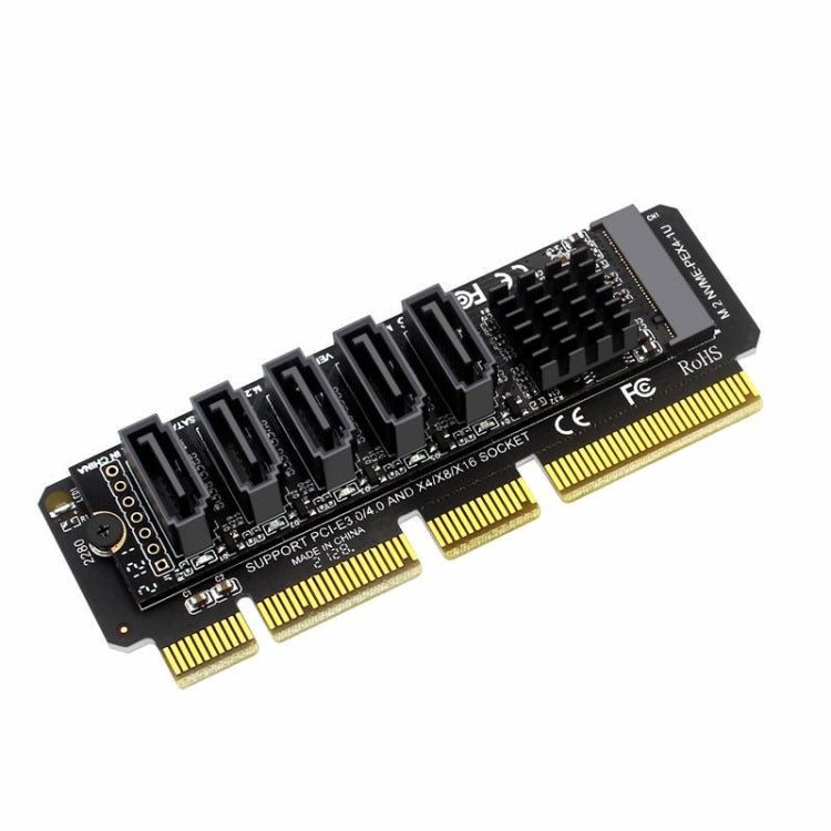 Scheda espansione M.2 NVME PCIe X4/X8/X16 5 porte SATA JMB585