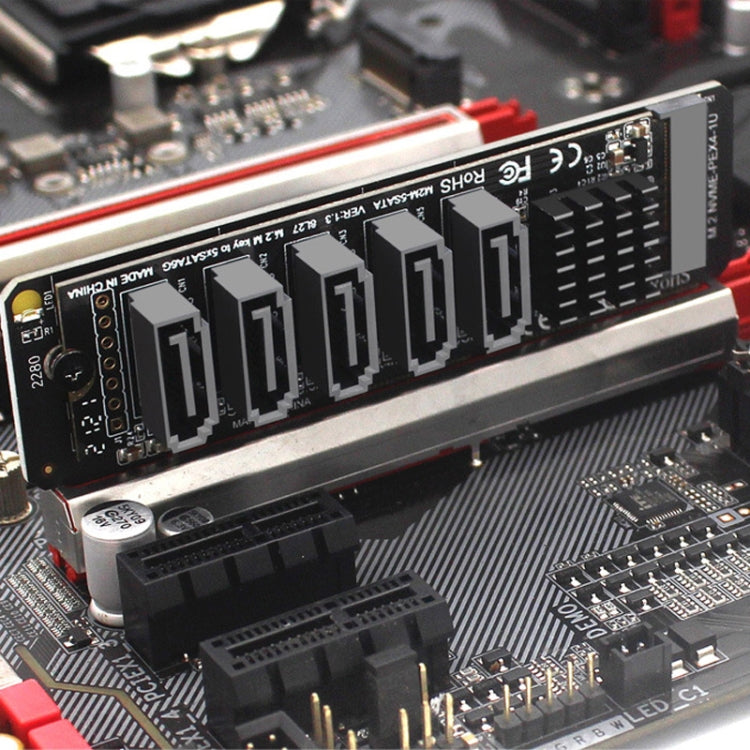 Scheda espansione M.2 NVME PCIe X4/X8/X16 5 porte SATA JMB585