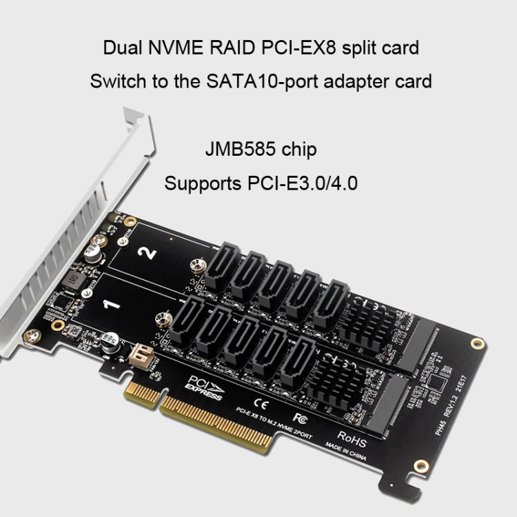 Scheda trasferimento NVME Raid PCI-EX8 con 10 porte SATA
