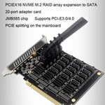 Scheda PCIe X16 NVMe M.2 RAID con 20 porte SATA