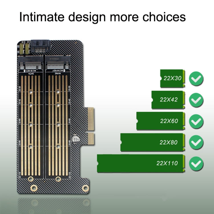 Scheda espansione M.2 NVME NGFF a PCI-E SATA doppio disco