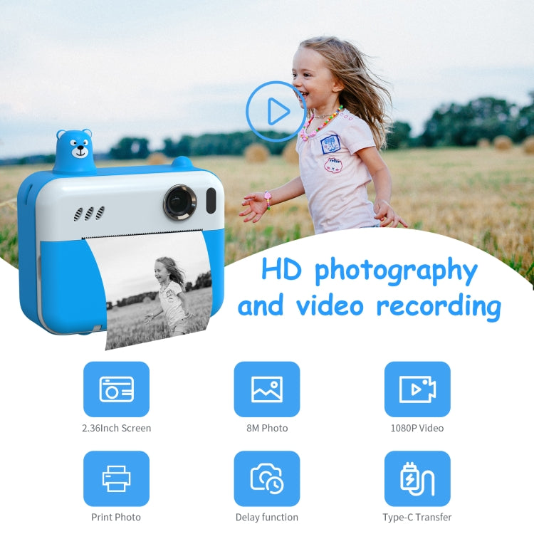 Fotocamera bambini 2.36" IPS LED HD 1080P con stampa termica