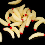 100 esche finte vermi di pane testa rossa 2 cm