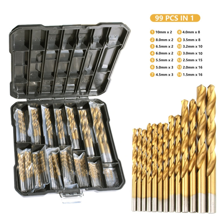 Set punte trapano titanio 99 in 1 acciaio HSS
