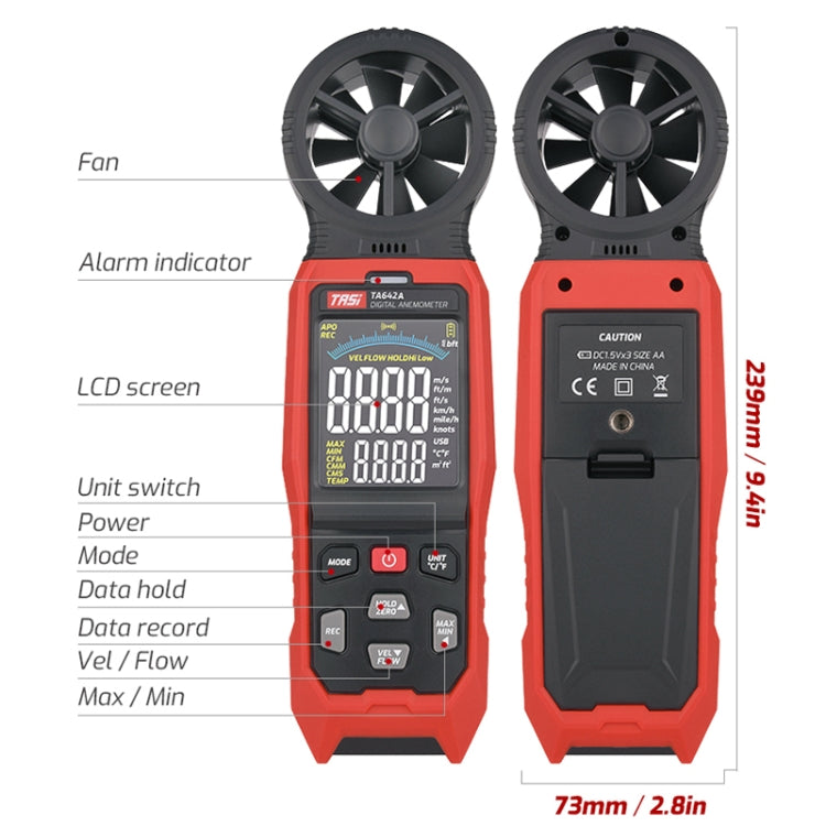 Misuratore digitale velocità vento portatile TASI TA642