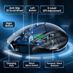 Inphic Wireless Bluetooth Mouse Rechargeable Silent Computer Mouse with Battery Indicator, F1S Black, F1S Gray, F1 Gen 2 Black, F1 Gen 2 Gray