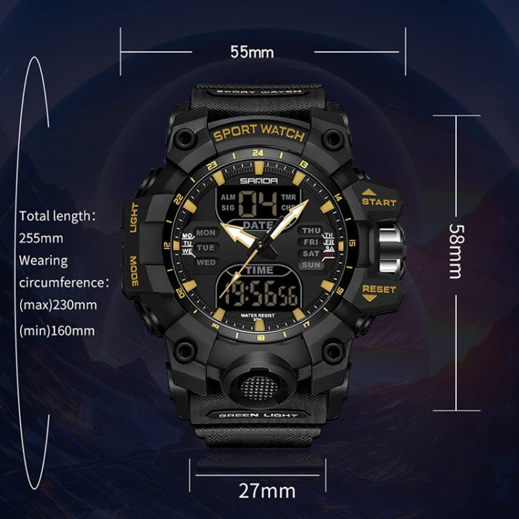 SANDA Green Light Orologio Sveglia Sportivo Impermeabile