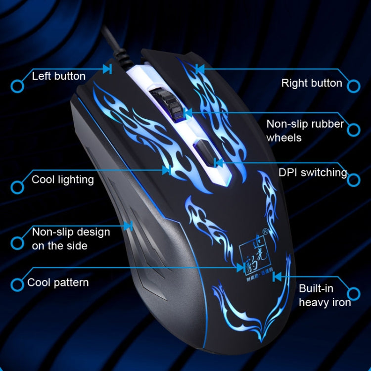 Mouse ottico cablato da gioco USB con luce LED
