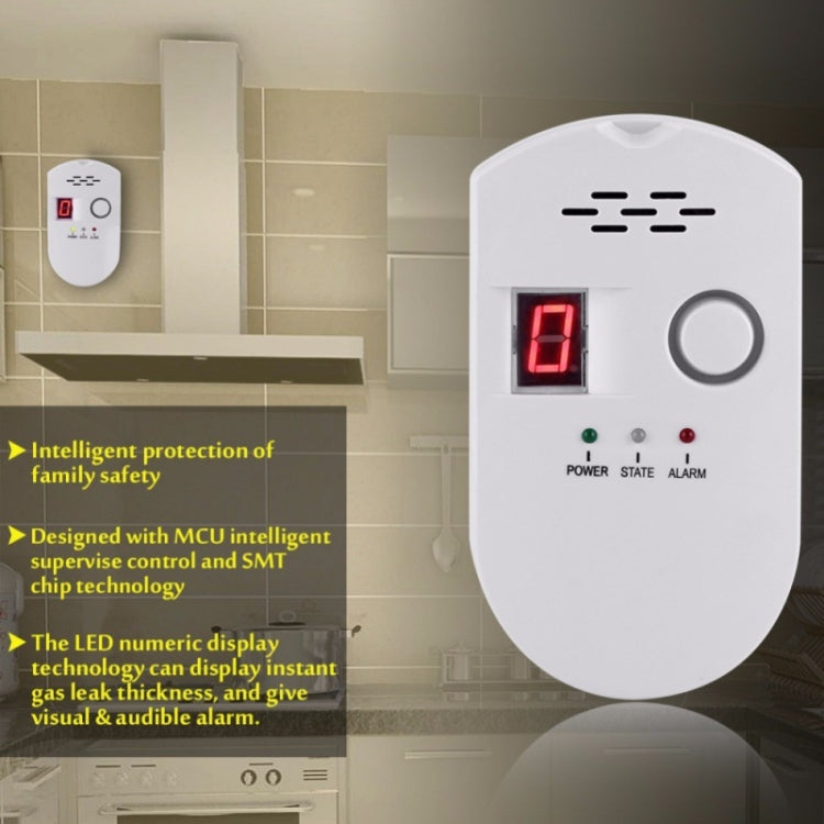 Allarme gas combustibile digitale con display e spina EU