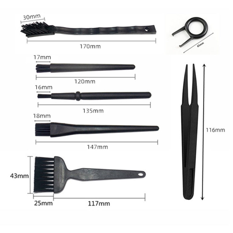 Set 8 pinzette e spazzola antistatica per pulizia PC
