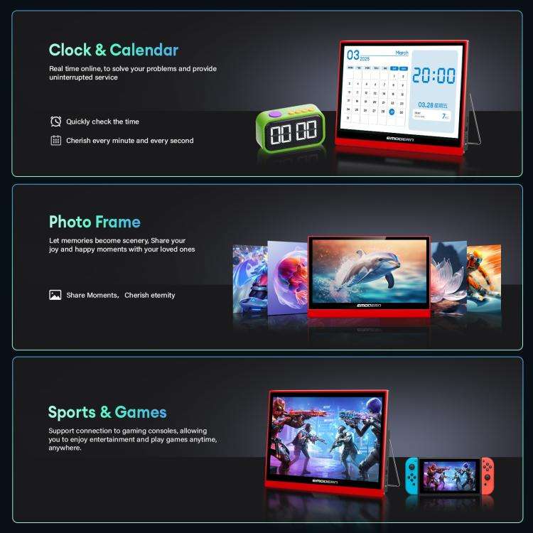 EMODERN 14.1-Inch Android 15 Portable Smart TV Supports Voice Remote Control, US Plug, EU Plug