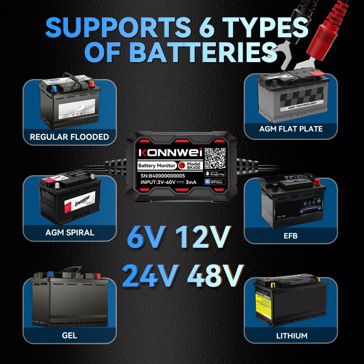 Strumento diagnostico per il monitoraggio della batteria dell'auto KONNWEI 360V, BK400