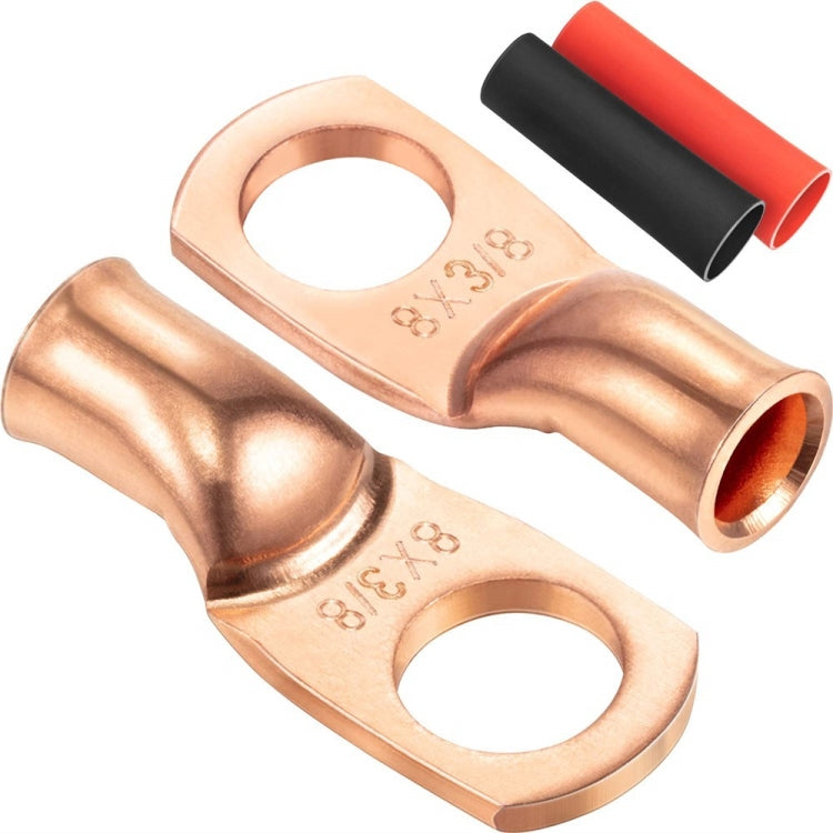 Capicorda in rame 8AWG con anello 3/8 e guaina termorestringente