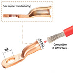 Capicorda in rame 8AWG con anello 3/8 e guaina termorestringente