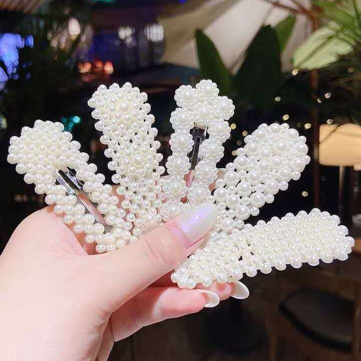 Set 5 fermagli per capelli con perle grandi