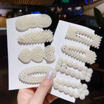 Set 5 fermagli per capelli con perle grandi
