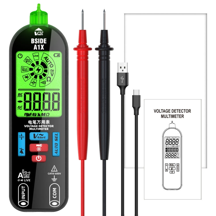 Multimetro digitale portatile BSIDE A1X con ricarica USB-C