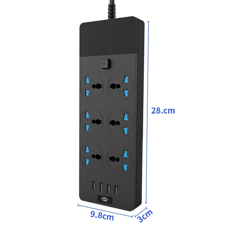 Multipresa 3000W 4 porte USB 6 prese con interruttore 2m