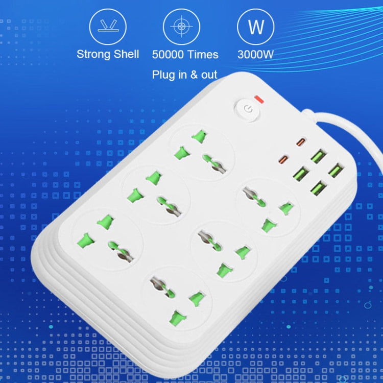 Multipresa 6 spine 3000W con 4 porte USB e interruttore 2m