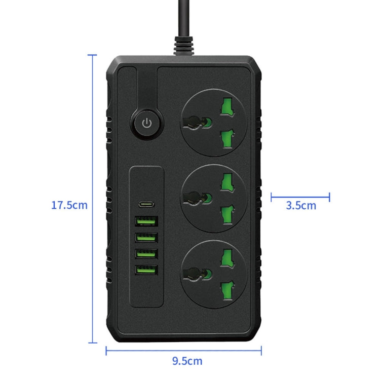 Presa multipla 3 spine 3000W con 4 porte USB e PD 2m