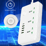 Presa multipla 3 spine 3000W con 4 porte USB e PD 2m