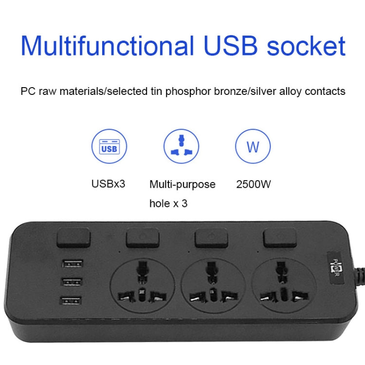Presa multipresa 3 spine + 3 porte USB 2500W con interruttore