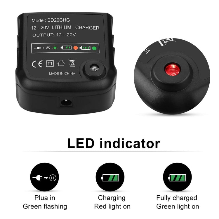 Caricabatterie rapido 20V per batterie al litio utensili