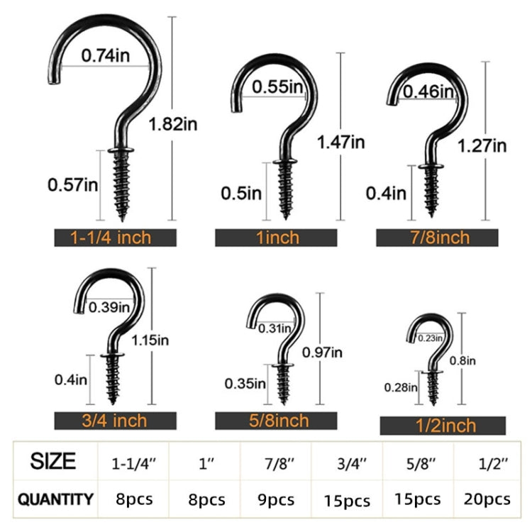 Set 75 ganci da soffitto da avvitare in ferro