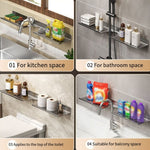 Scaffale per rubinetto bagno in acciaio 30-50 cm