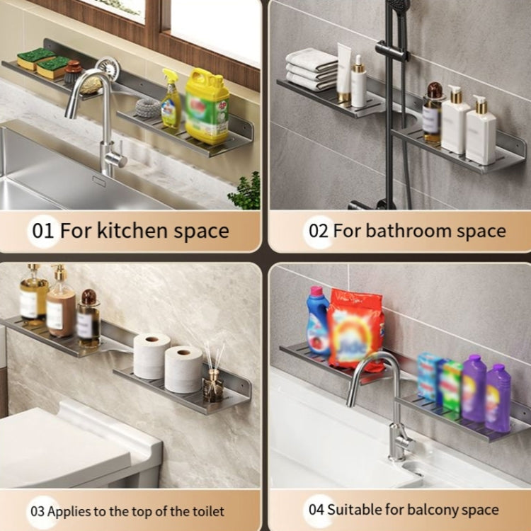 Scaffale per rubinetto bagno in acciaio 30-50 cm