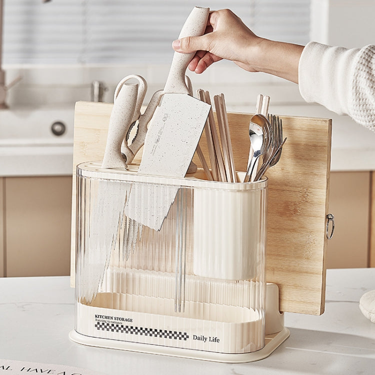 Tagliere portacoltelli da cucina 2 in 1 crema