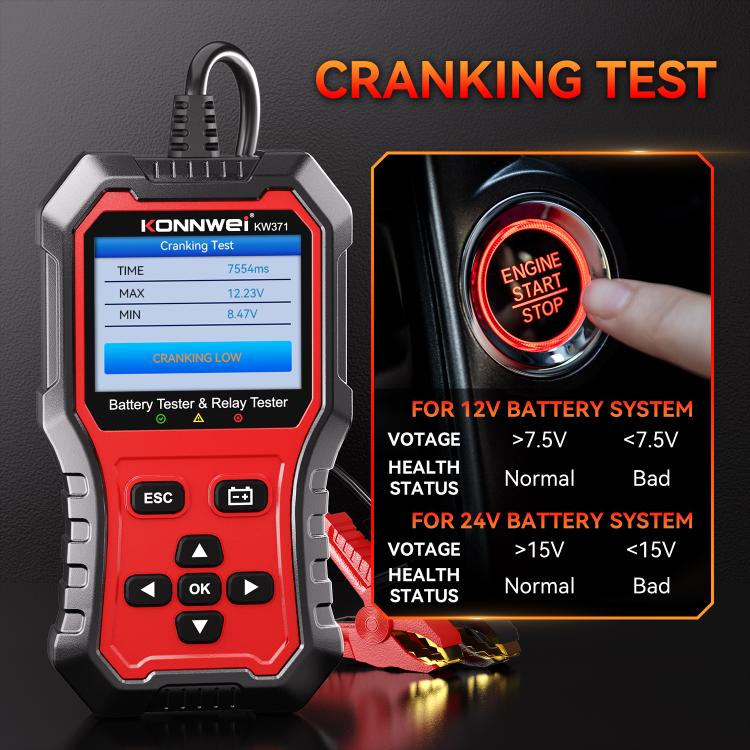 KONNWEI Tester per relè auto 2 in 1 e tester per batterie, KW371