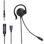 SOYTO SY227 Cuffia con gancio per l'orecchio dell'operatore monolaterale Cuffia per computer con cavo, Separation USB Wire Control