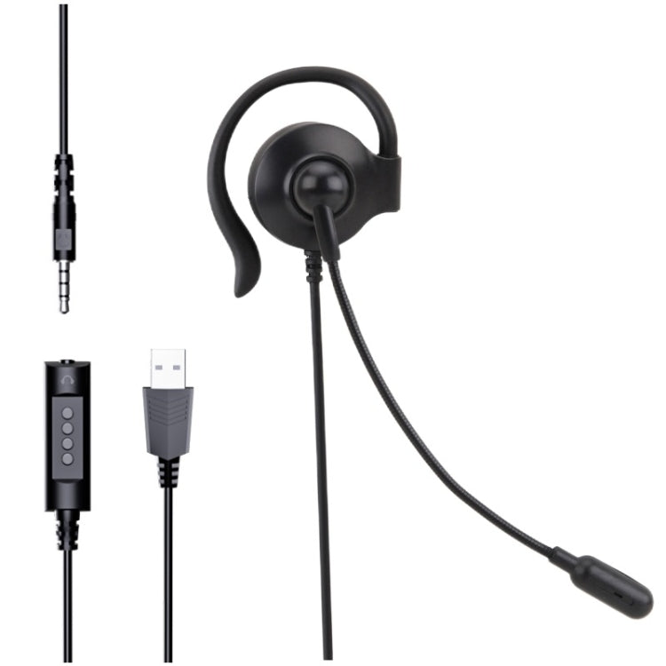SOYTO SY227 Cuffia con gancio per l'orecchio dell'operatore monolaterale Cuffia per computer con cavo, Separation USB Wire Control