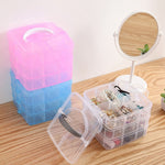 Scatola portaoggetti cosmetica portatile 3 strati in plastica