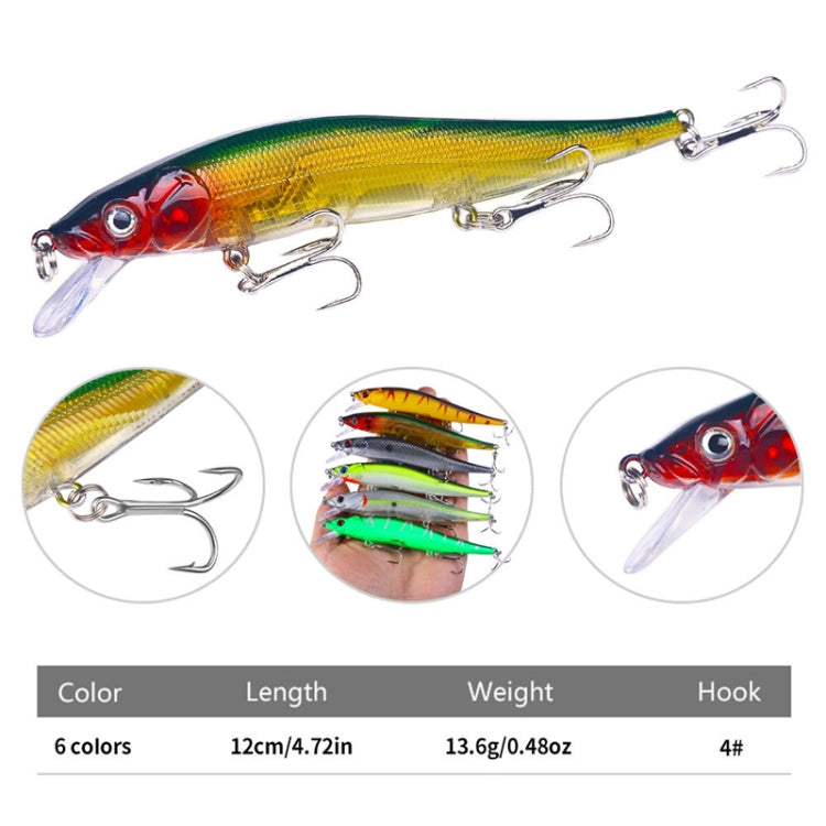 Set 6 esche da pesca Minnow dure 12cm 13.6g HENGJIA