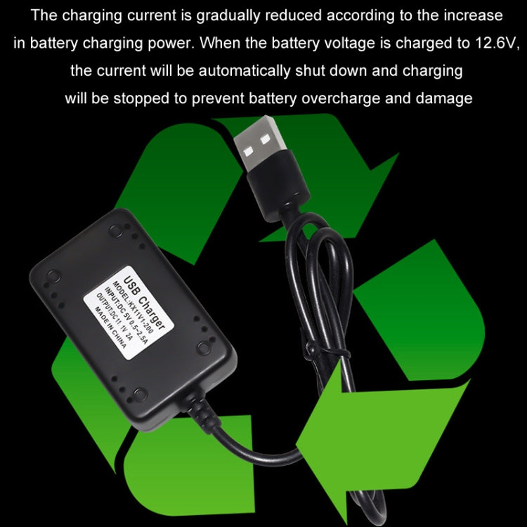 Caricabatterie USB per batteria al litio 11,1V 2A con luce LED