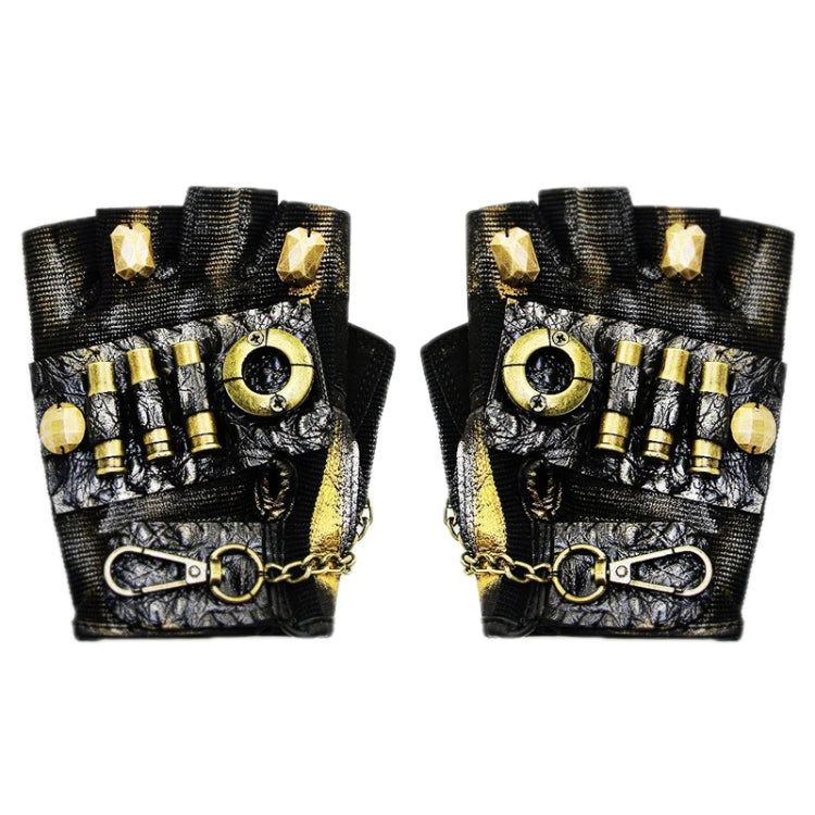 Guanti motociclista punk mezze dita in pelle S-XL