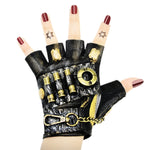 Guanti motociclista punk mezze dita in pelle S-XL